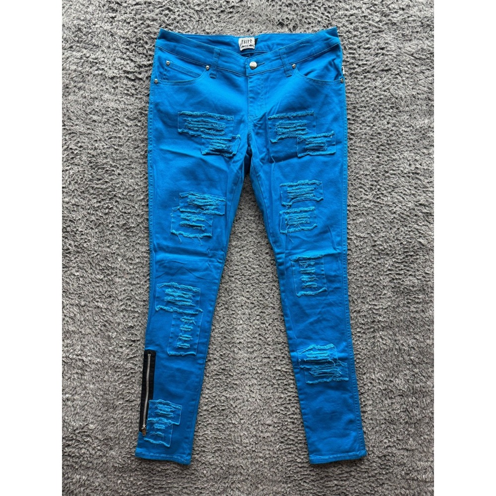Daang Goodman Tripp Nyc Distressed Skinny Denim Jeans Blue Womens Size 30